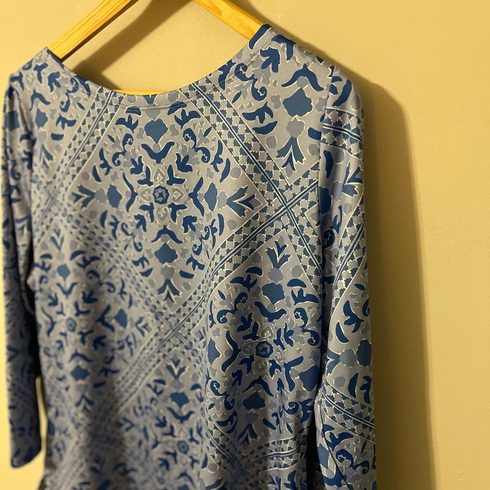 Vineyard Vines Womens Sankaty Tee Medium Boatneck Printed Top Calm Water Large - Picture 3 of 10
